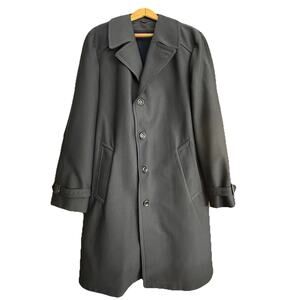 Vintage SEARS Mens Store TravelKnit Trench Coat Mens 40 Reg Navy Pile Lined 70s